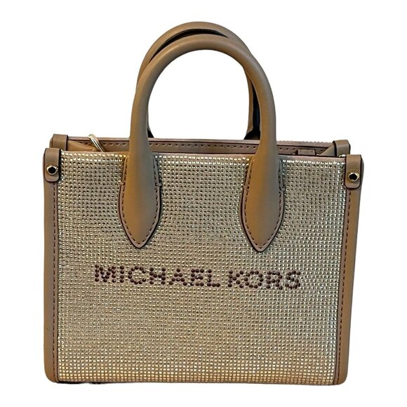 Michael Kors Mirella XS Logo Mini Shopper Crossbody Handbag Leather in Camel NWT - Picture 2 of 9